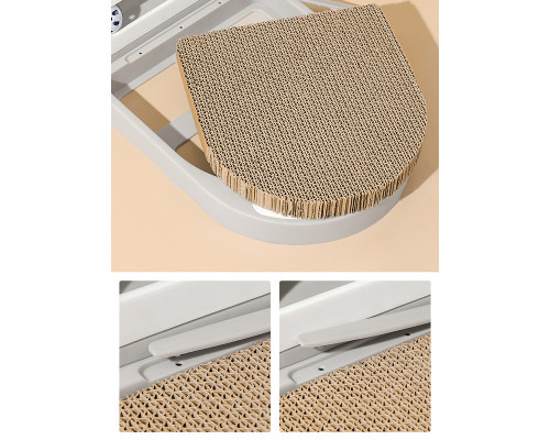 Когтеточка для кота DT-1119 L образная пластиковая с игрушками и сменной конструкцией Gray