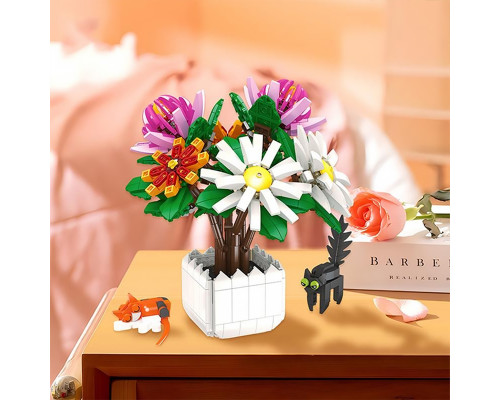 3D конструктор набор строительных блоков JIE-STAR 9036 Chrysanthemum potted plants 900 деталей пластиковый