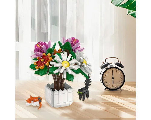 3D конструктор набор строительных блоков JIE-STAR 9036 Chrysanthemum potted plants 900 деталей пластиковый