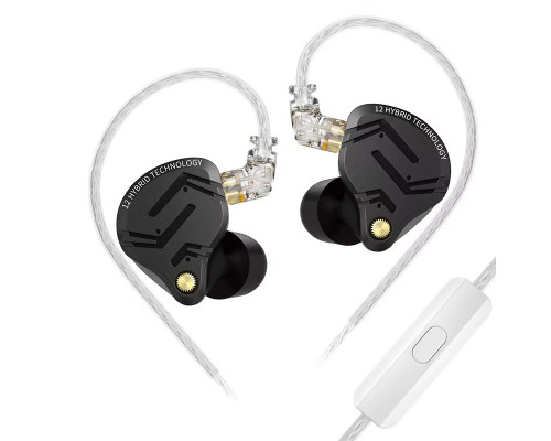 Навушники KZ ZS12 Pro X з мікрофоном black