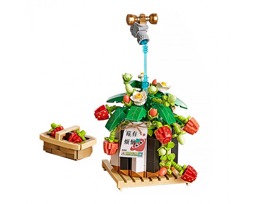 3D конструктор набор строительных блоков LOZ 1284 клубника в горшке 686 деталей пластиковый