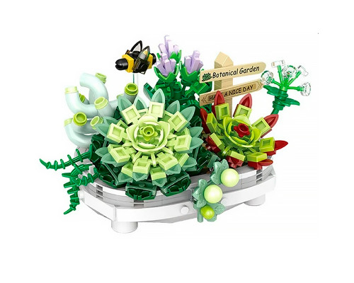 3D конструктор набор строительных блоков LOZ 1660 вечный цветок суккуленты в горшке 389 деталей пластиковый