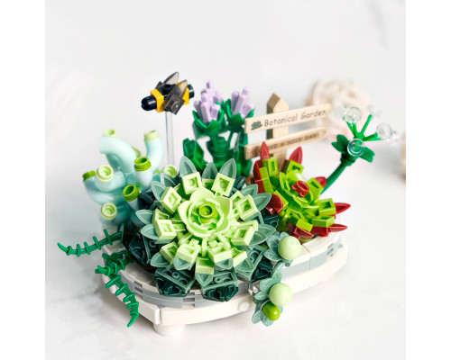 3D конструктор набор строительных блоков LOZ 1660 вечный цветок суккуленты в горшке 389 деталей пластиковый