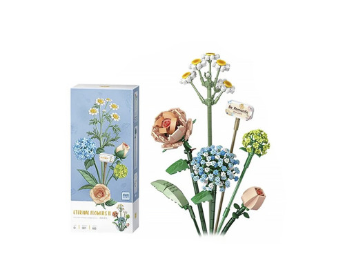 3D конструктор набор строительных блоков LOZ 1671 ромашка роза лист гортензии 680 деталей пластиковый