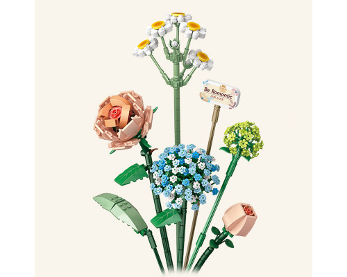 3D конструктор набор строительных блоков LOZ 1671 ромашка роза лист гортензии 680 деталей пластиковый