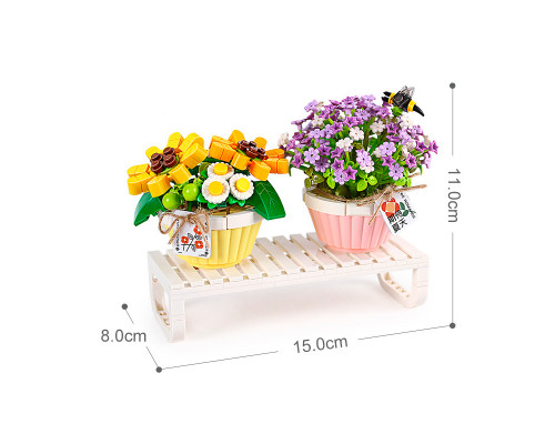 3D конструктор набор строительных блоков LOZ 1674 Букеты цветов в горшке 543 деталей пластиковый