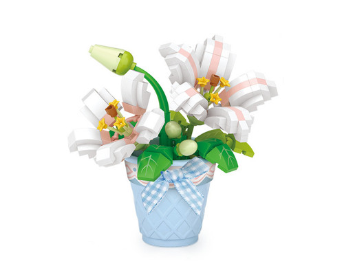 3D конструктор набор строительных блоков LOZ 8837 мини лилия в горшке 240 деталей пластиковый