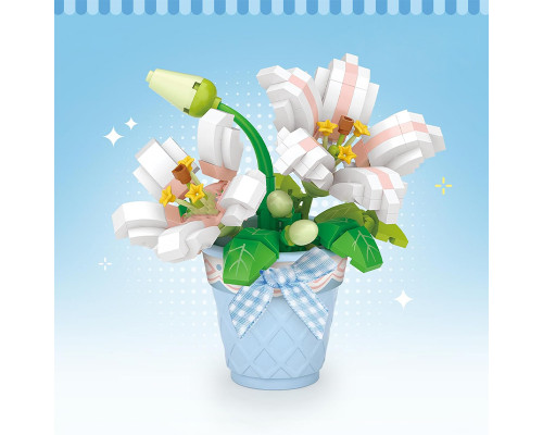 3D конструктор набор строительных блоков LOZ 8837 мини лилия в горшке 240 деталей пластиковый