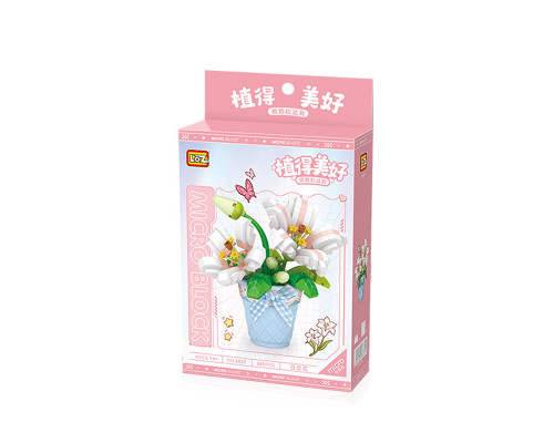 3D конструктор набор строительных блоков LOZ 8837 мини лилия в горшке 240 деталей пластиковый
