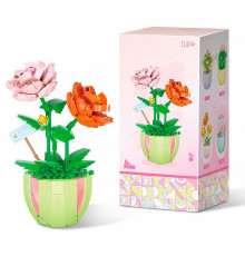 3D конструктор набор строительных блоков YZ 2080 цветочный конструктор Роза 330 деталей