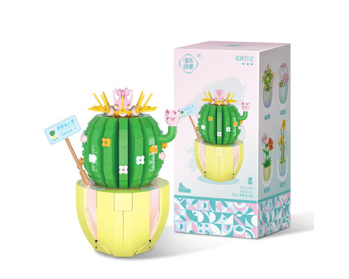 3D конструктор набор строительных блоков YZ 2082 цветочный конструктор Кактус 444 детали