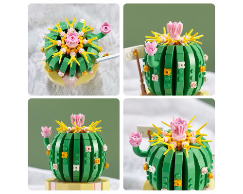 3D конструктор набор строительных блоков YZ 2082 цветочный конструктор Кактус 444 детали