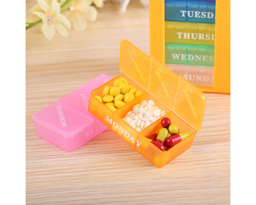Таблетница органайзер для таблеток FY-8830 на 21 отделение Orange