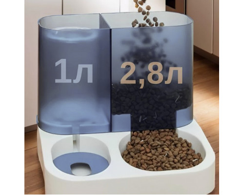 Автоматическая кормушка для кошек и собак DT537 с поилкой Blue