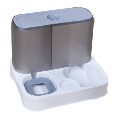 Миска для кошек собак с автоматической поилкой и кормом Taotaopets 193306 Gray + White