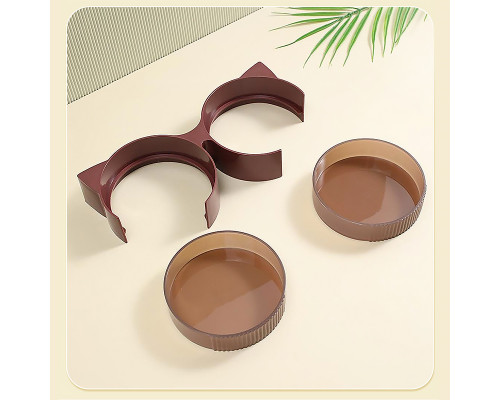 Миска Taotaopets 198807 для котов двойная с ушками Burgundy