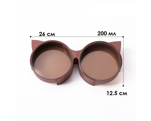 Миска Taotaopets 198807 для котов двойная с ушками Burgundy