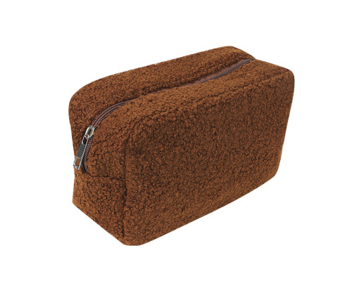 Женская косметичка B0220 несесер органайзер дорожний бьюти кейс плюшевая Brown