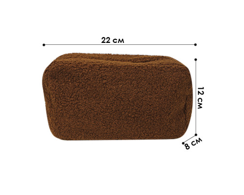 Женская косметичка B0220 несесер органайзер дорожний бьюти кейс плюшевая Brown