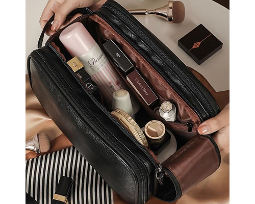 Женская косметичка BK-HZB-07 несесер органайзер дорожная бьюти кейс с карманами по бокам Black