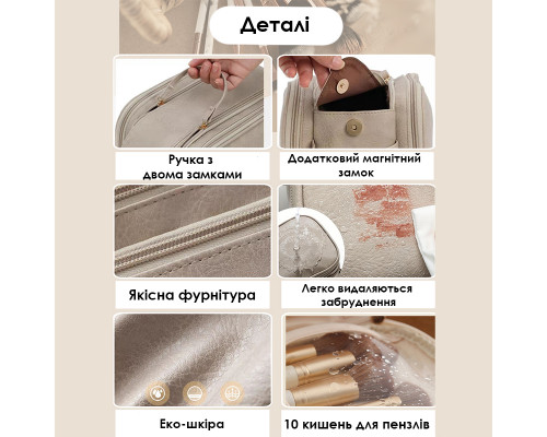 Женская косметичка BK-HZB-07 несесер органайзер дорожная бьюти кейс с карманами по бокам Gray