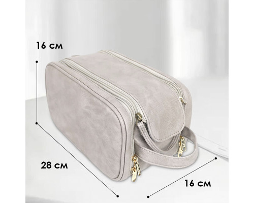 Женская косметичка BK-HZB-07 несесер органайзер дорожная бьюти кейс с карманами по бокам Gray