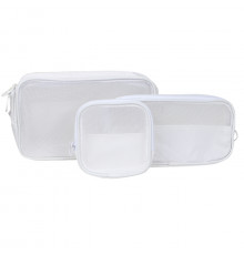Органайзер из трёх косметичек F007 несессер для хранения косметики компактный бьюти бокс переносной на молнии White