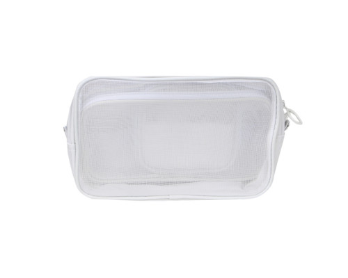 Органайзер из трёх косметичек F007 несессер для хранения косметики компактный бьюти бокс переносной на молнии White