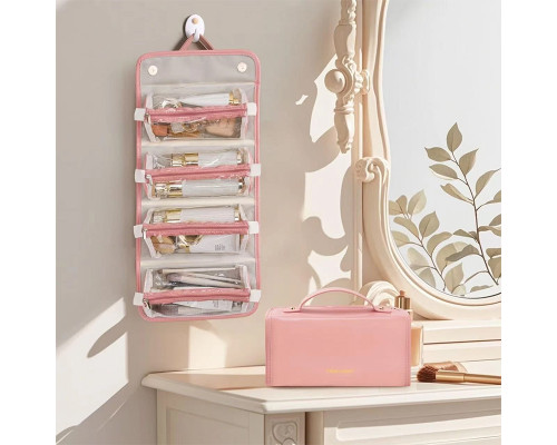 Женская косметичка SHY-02 несесер органайзер дорожная бьюти кейс Pink