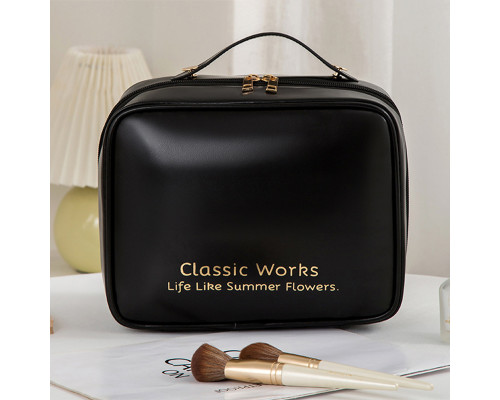 Органайзер косметичка BK-HZB-12 для хранения косметики компактный бьюти бокс переносной на молнии и с ручкой Black