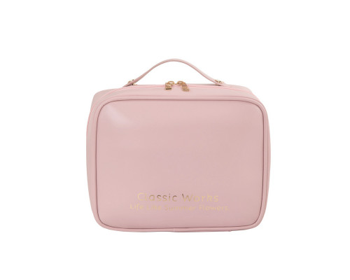 Органайзер косметичка BK-HZB-12 для хранения косметики компактный бьюти бокс переносной на молнии и с ручкой Pink