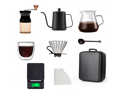 Дорожный кофейный набор Choxila из 8 предметов для приготовления кофе с кейсом