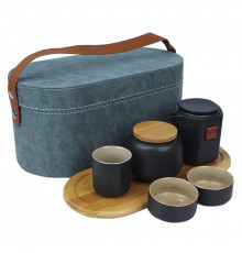 Дорожный набор 45521 для чайной церемонии из 7 предметов керамический Black