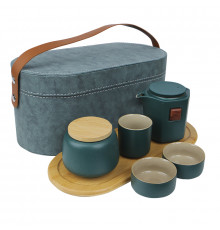 Дорожный набор 45521 для чайной церемонии из 7 предметов керамический Dark Green