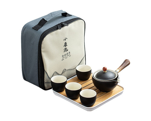 Дорожный набор для чайной церемонии керамический Black Sand