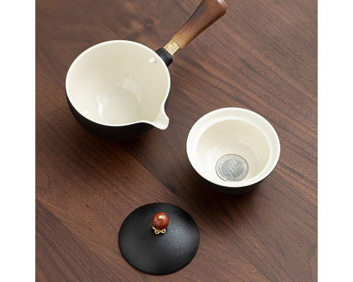 Дорожный набор для чайной церемонии керамический Black Sand