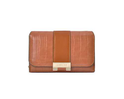 Женский кошелек EASTERN STAR C319-3A для купюр и карт с карманом для монет на молнии с застёжкой Brown