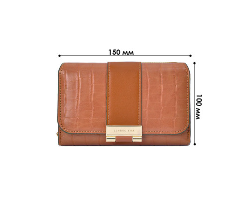 Женский кошелек EASTERN STAR C319-3A для купюр и карт с карманом для монет на молнии с застёжкой Brown