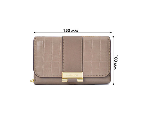Женский кошелек EASTERN STAR C319-3A для купюр и карт с карманом для монет на молнии с застёжкой Latte