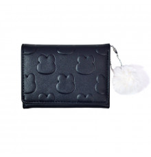 Женский кошелек EASTERN STAR C325-44 для карт повседневный с принтом кролика пушистым шариком Black