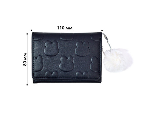 Женский кошелек EASTERN STAR C325-44 для карт повседневный с принтом кролика пушистым шариком Black
