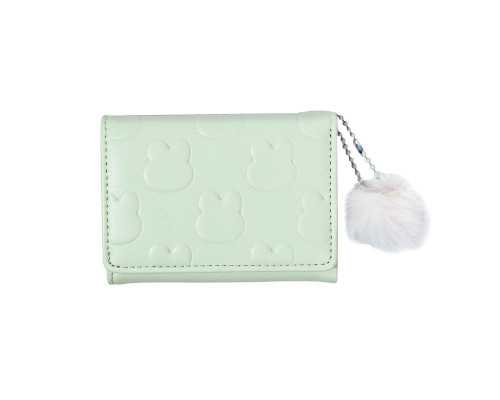 Женский кошелек EASTERN STAR C325-44 для карт повседневный с принтом кролика пушистым шариком Light Green
