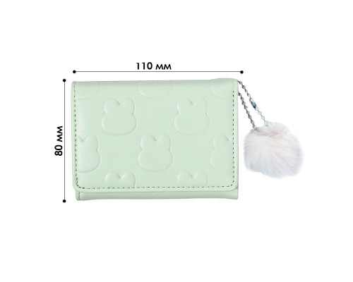 Женский кошелек EASTERN STAR C325-44 для карт повседневный с принтом кролика пушистым шариком Light Green