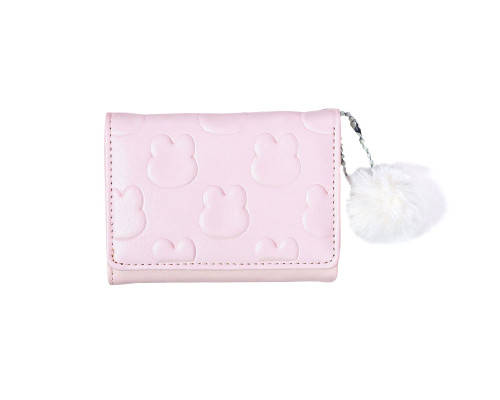 Женский кошелек EASTERN STAR C325-44 для карт повседневный с принтом кролика пушистым шариком Light Pink