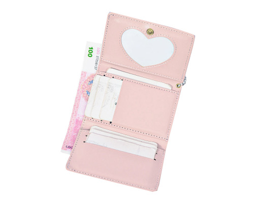 Женский кошелек EASTERN STAR C325-44 для карт повседневный с принтом кролика пушистым шариком Light Pink