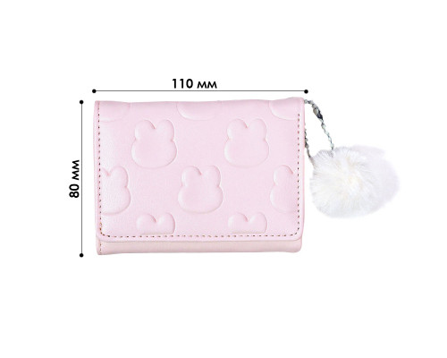 Женский кошелек EASTERN STAR C325-44 для карт повседневный с принтом кролика пушистым шариком Light Pink