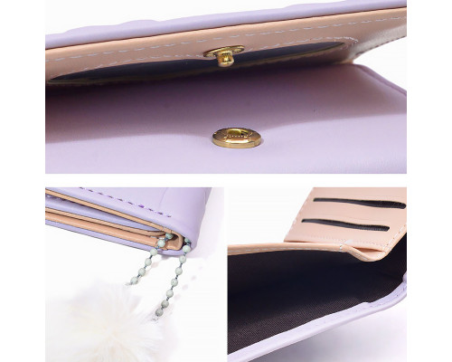 Женский кошелек EASTERN STAR C325-44 для карт повседневный с принтом кролика пушистым шариком Violet