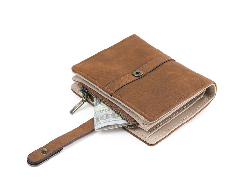 Женский кошелек Prettyzys PT23-2087 клатч с пряжкой повседневный складной  Brown