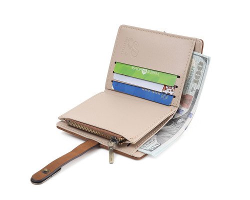 Женский кошелек Prettyzys PT23-2087 клатч с пряжкой повседневный складной  Brown