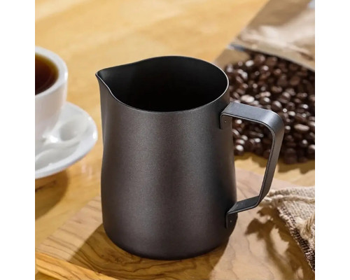 Питчер молочник для кофе Ecocoffeetools LH3560B с тефлоновым покрытием для взбивания молока с длинным носиком Black 350 мл